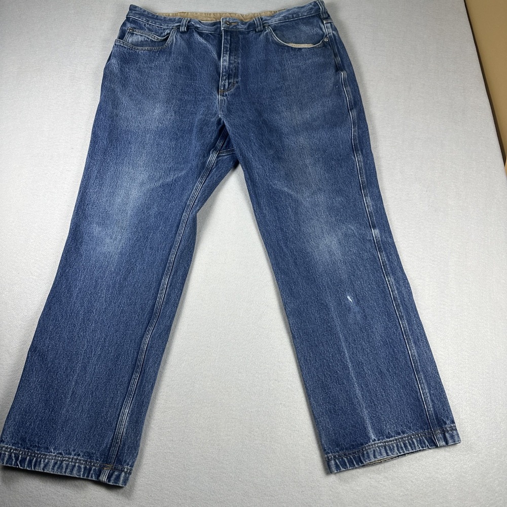 Duluth‎ Trading Co. Mens Blue Denim Jeans Straight Leg 42x32 *has spot see photo